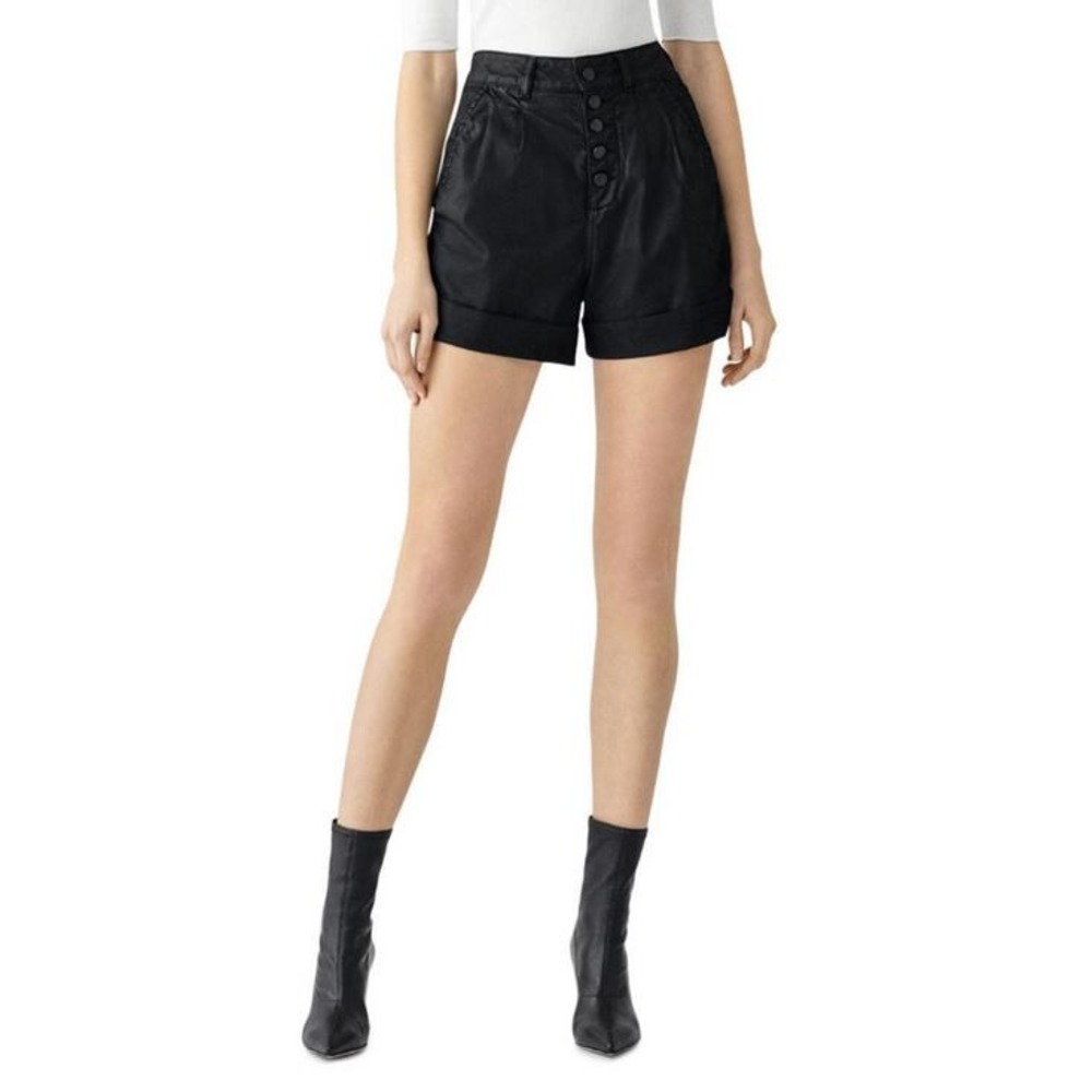DL1961 Medina Dayna Paper Bag Shorts Black Coated Denim 482020 12311 sz 31